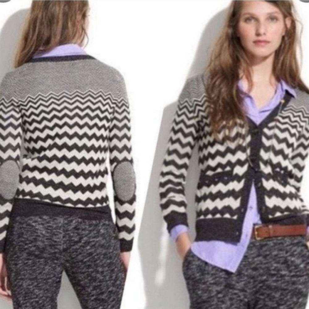 Wallace J. Crew Chevron Print Cardigan Sz L